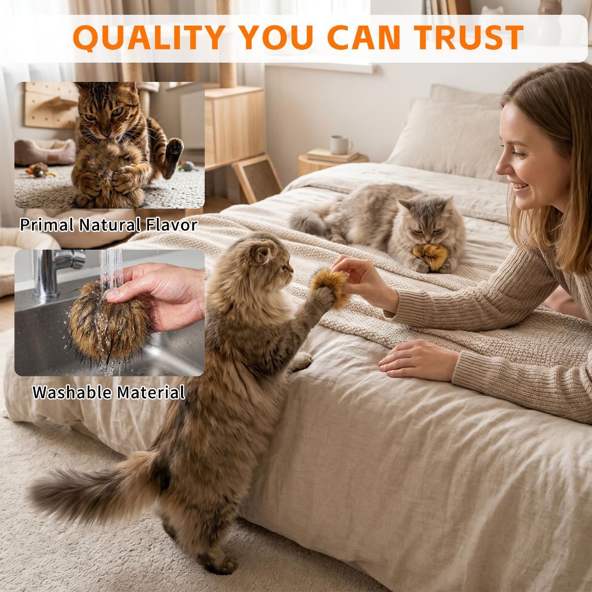 Cat Toys Furry Pom-Pom Toys Durable Cat Toys Indoor Cat Toys Cat Playtime - Image 7