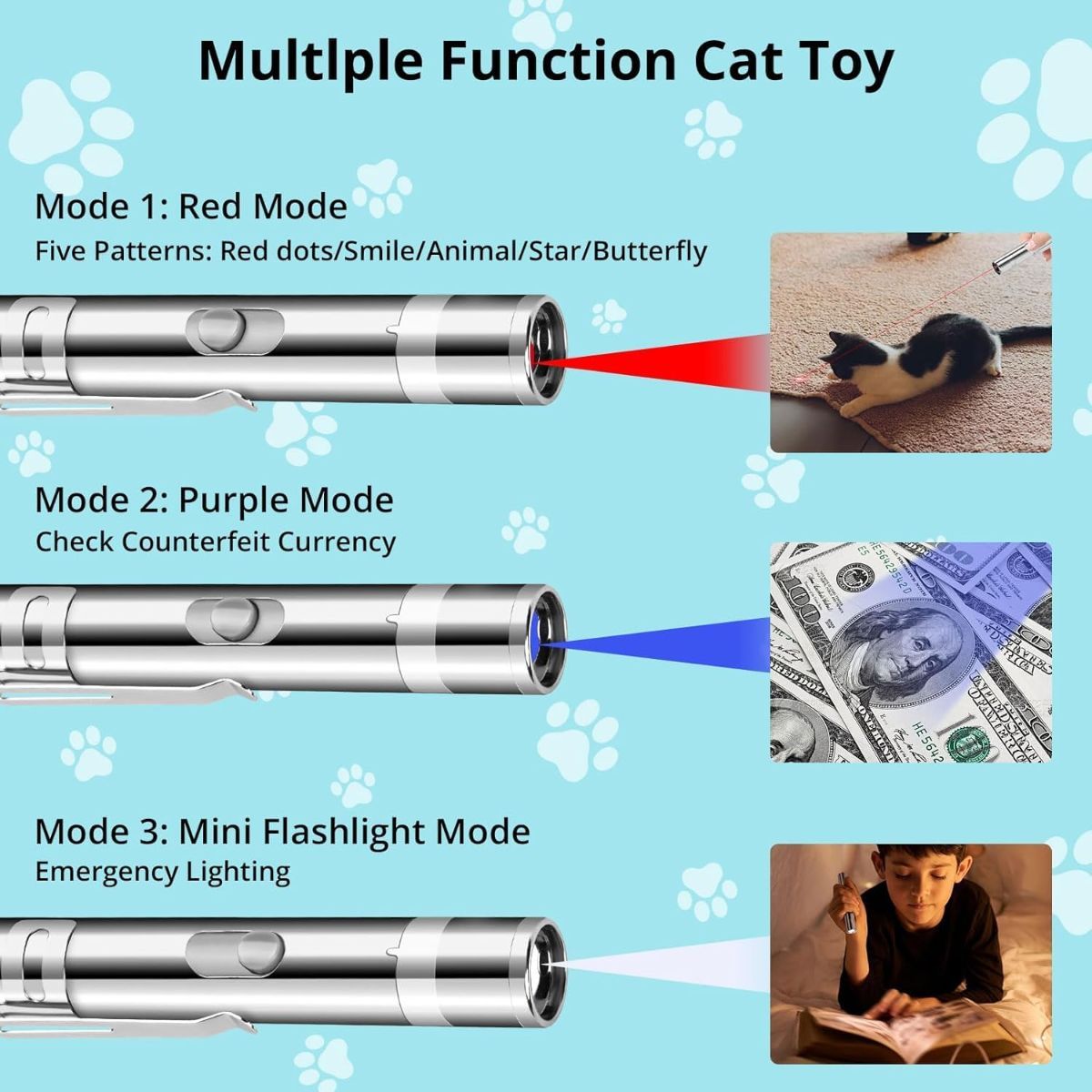 Indoor Cat Toy USB Rechargeable Cat Toy 7 Mode Cat Toy Cat And Dog Interactive - Image 5