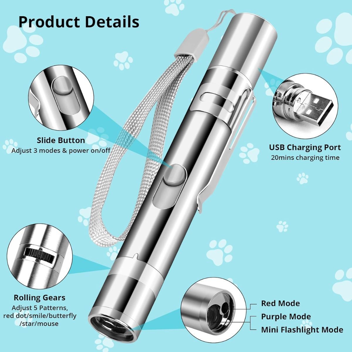 Indoor Cat Toy USB Rechargeable Cat Toy 7 Mode Cat Toy Cat And Dog Interactive - Image 6