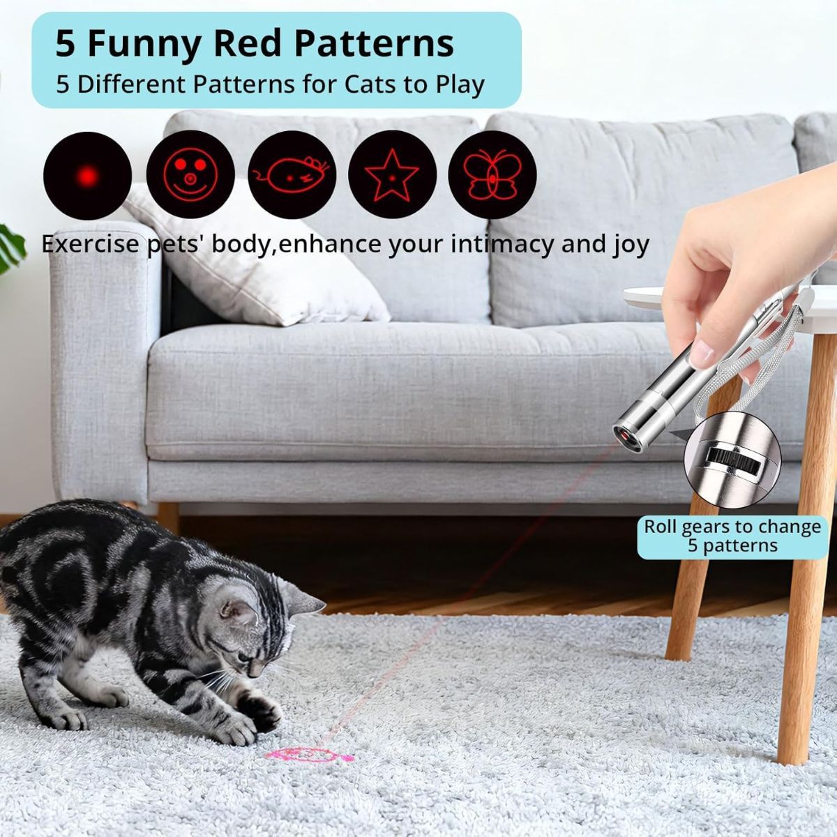 Indoor Cat Toy USB Rechargeable Cat Toy 7 Mode Cat Toy Cat And Dog Interactive - Image 8