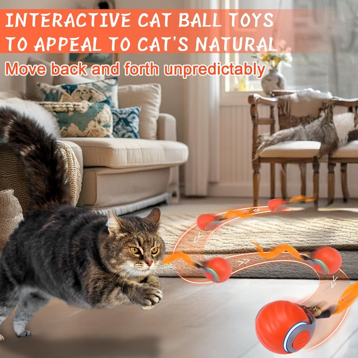 Interactive Cat Toy Cat Ball Toy Feather Worm Toy Cat Toy With Bells Australian - Image 5