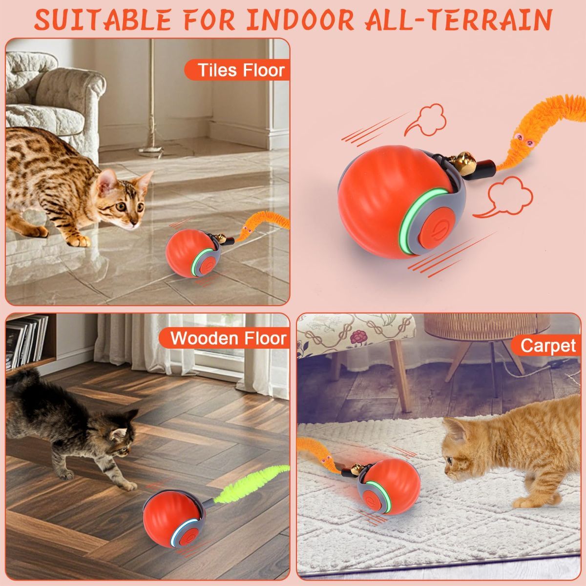 Interactive Cat Toy Cat Ball Toy Feather Worm Toy Cat Toy With Bells Australian - Image 7