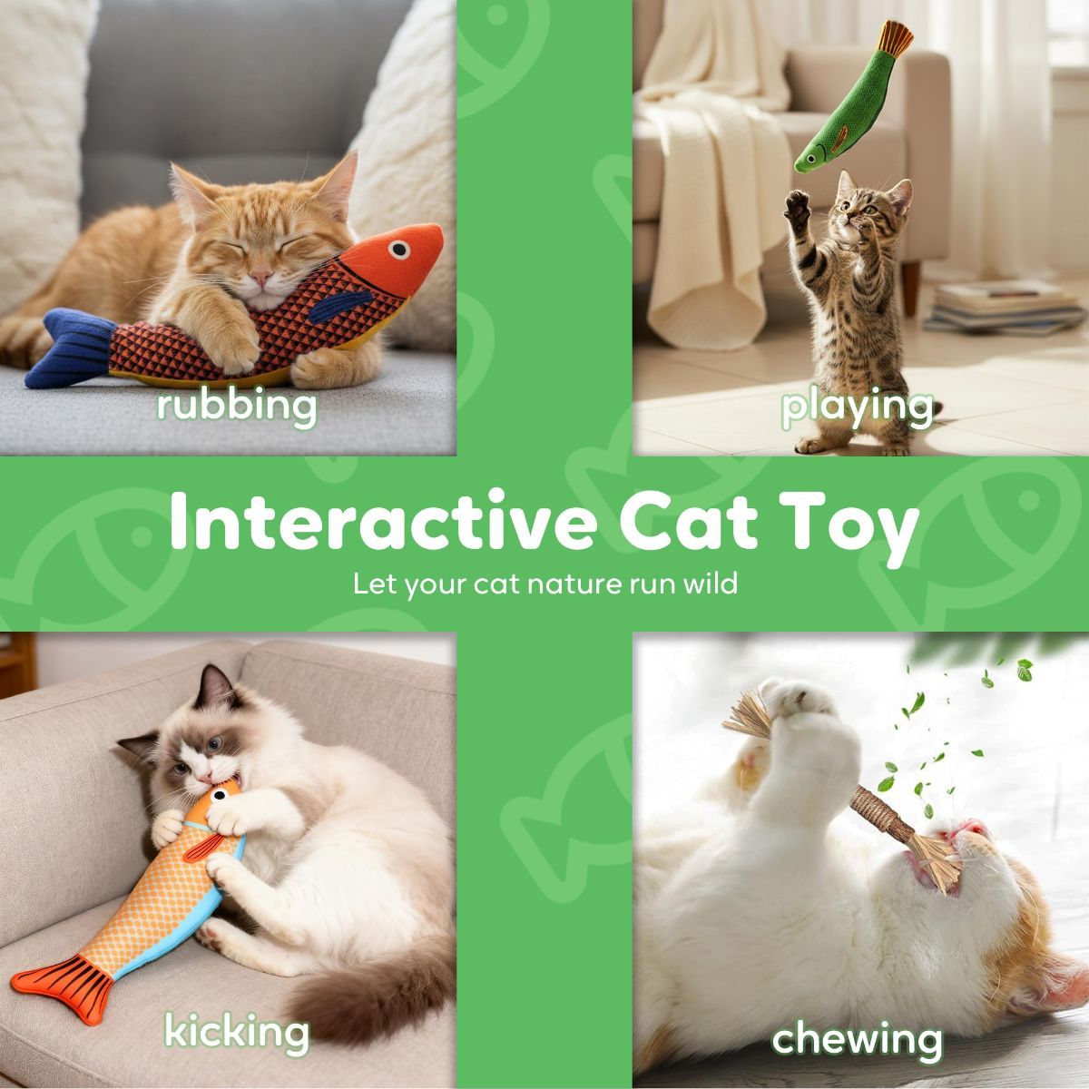 3 Cat Toys Australia Fish-Shaped Cat Toys Catnip Toys Cat Scratching Stick - Image 6