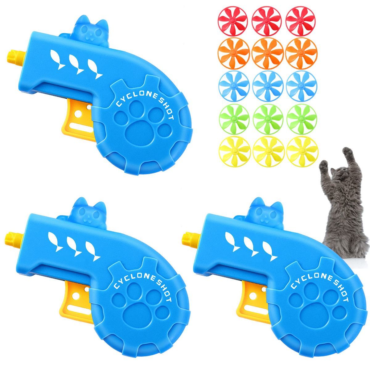 18 Pieces Interactive Cat Fetch Tracking Toys With 5 Colors Flying Propellers for Indoor Pet Kitty Training Chasing，Random color - Image 1