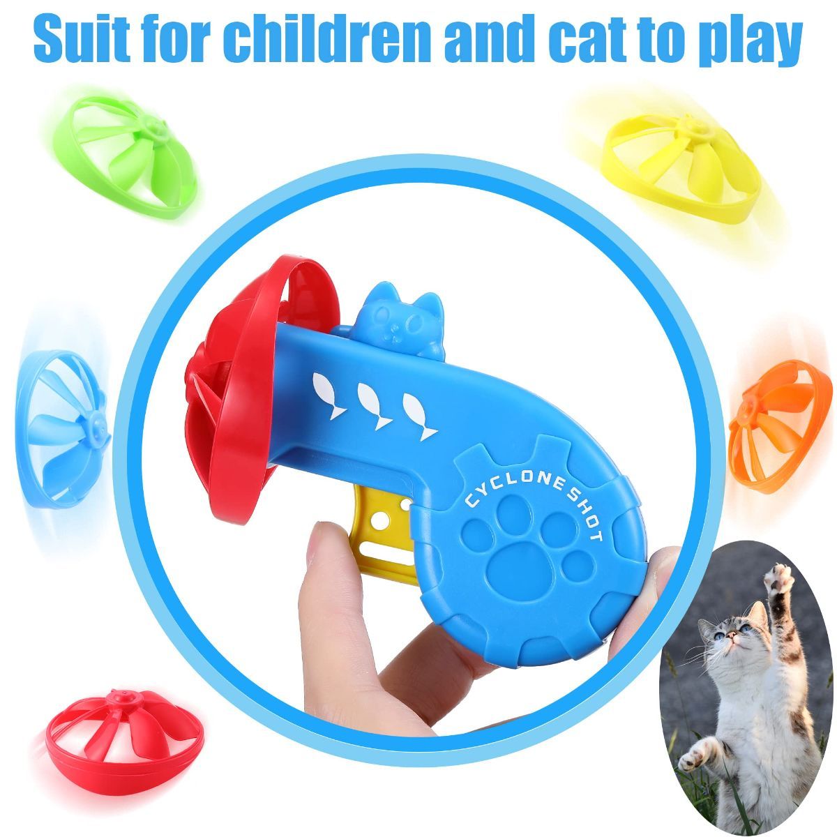 18 Pieces Interactive Cat Fetch Tracking Toys With 5 Colors Flying Propellers for Indoor Pet Kitty Training Chasing，Random color - Image 3