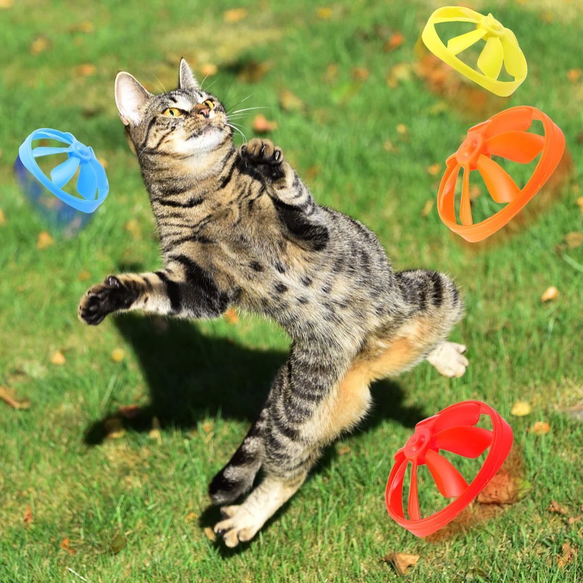18 Pieces Interactive Cat Fetch Tracking Toys With 5 Colors Flying Propellers for Indoor Pet Kitty Training Chasing，Random color - Image 5