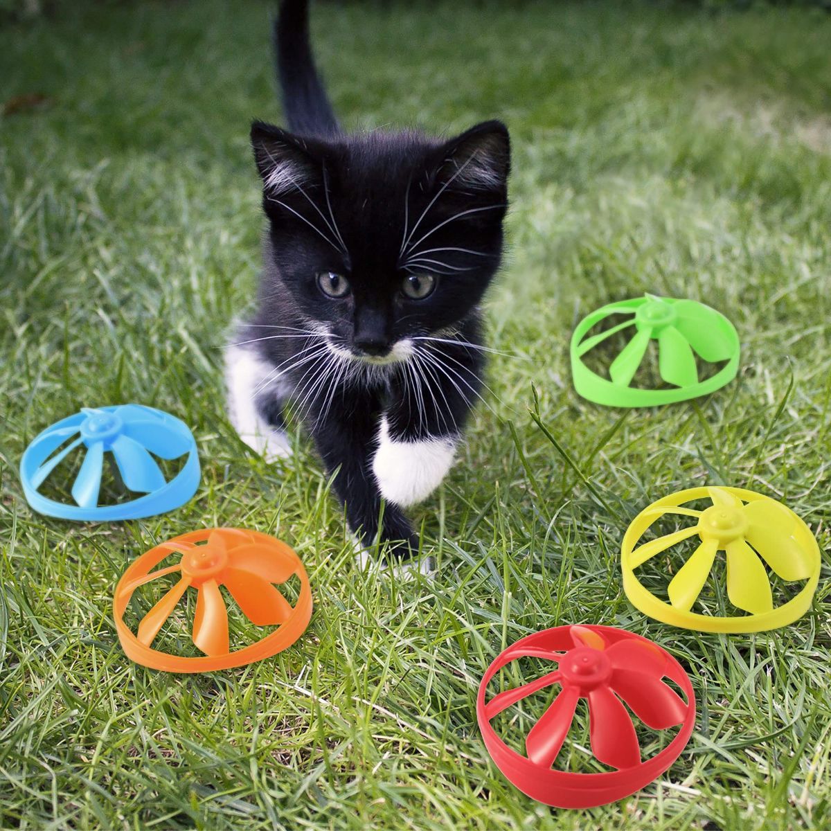 18 Pieces Interactive Cat Fetch Tracking Toys With 5 Colors Flying Propellers for Indoor Pet Kitty Training Chasing，Random color - Image 6