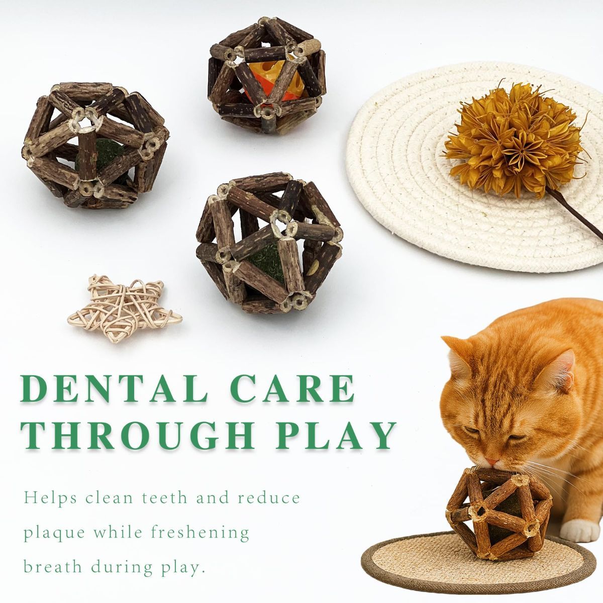 3-Piece Indoor Cat Toys Natural Catnip Toys Kitten Toys Teeth Cleaning Cat Toys Natural - Image 5