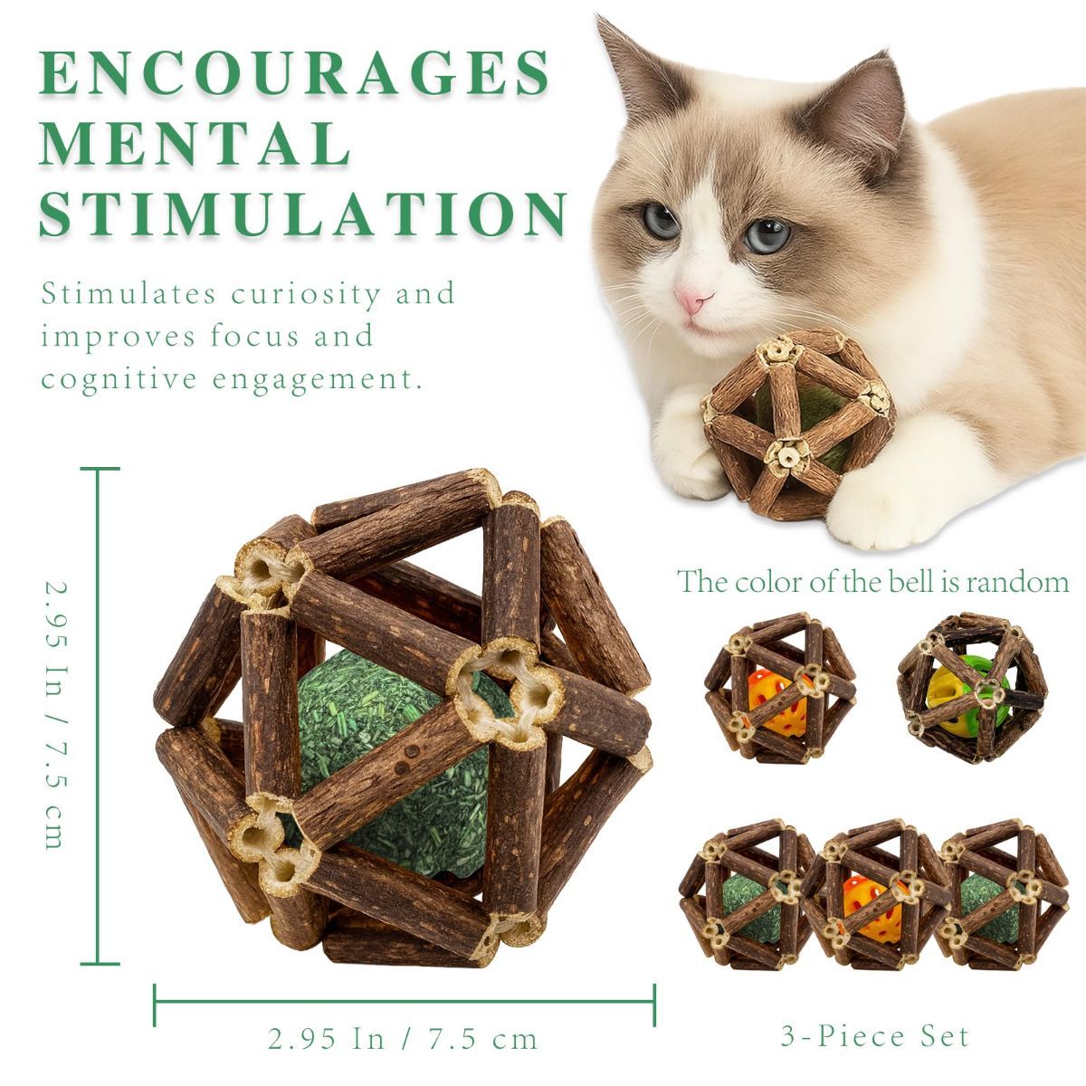 3-Piece Indoor Cat Toys Natural Catnip Toys Kitten Toys Teeth Cleaning Cat Toys Natural - Image 6