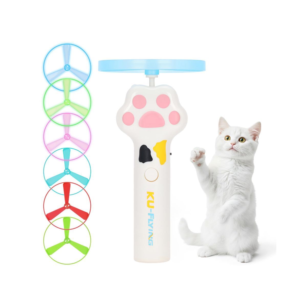 Cat Toy Dog Toy Rechargeable Disc Launcher Flying Spinners Interactive Pet - Image 1