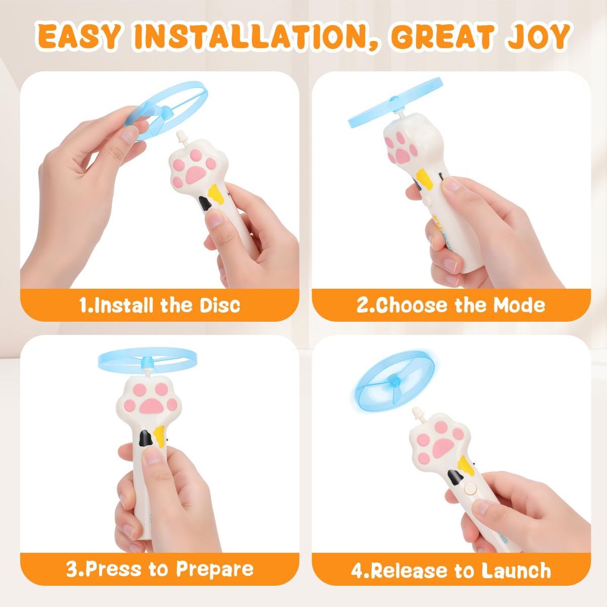 Cat Toy Dog Toy Rechargeable Disc Launcher Flying Spinners Interactive Pet - Image 2