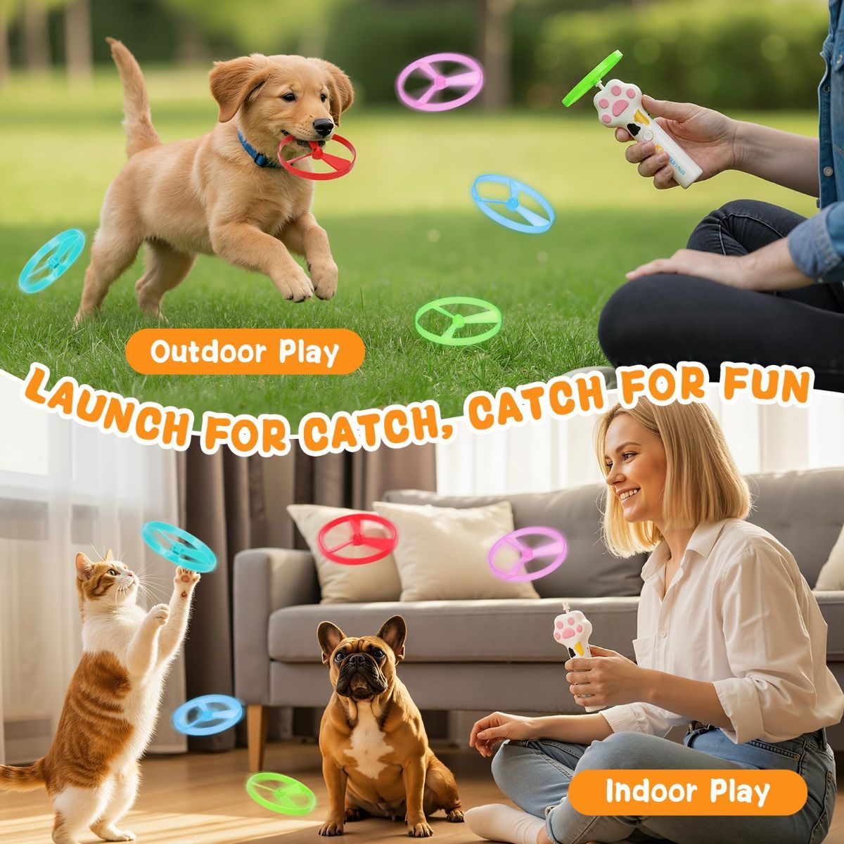 Cat Toy Dog Toy Rechargeable Disc Launcher Flying Spinners Interactive Pet - Image 6
