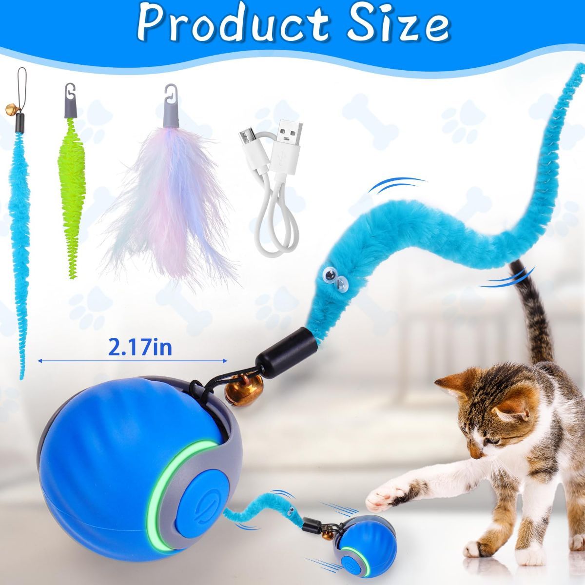 Interactive Cat Toy Cat Ball Toy Feather Worm Toy Cat Toy With Bells Australian - Image 4