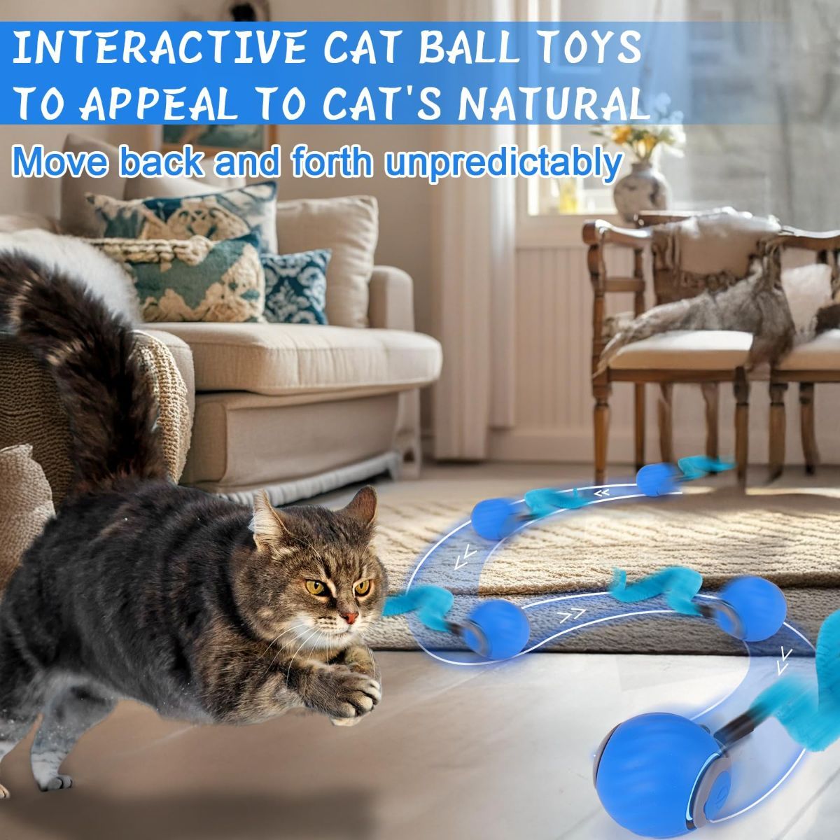 Interactive Cat Toy Cat Ball Toy Feather Worm Toy Cat Toy With Bells Australian - Image 5