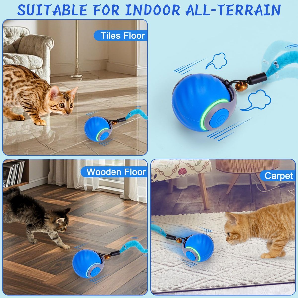 Interactive Cat Toy Cat Ball Toy Feather Worm Toy Cat Toy With Bells Australian - Image 7