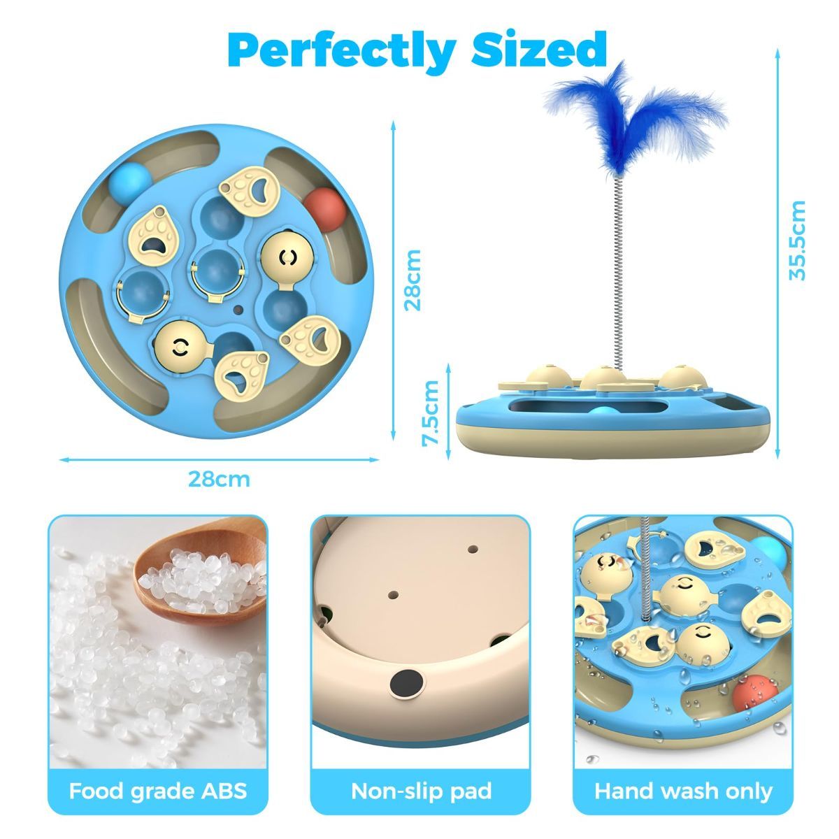 cat toy, 3-in-1 cat treat feeder, cat puzzle toy, trackball cat toy, feather teaser cat toy, slow-feeder cat toy, cat mental stimulation toy, indoor cat toy Australia, interactive cat puzzle - Image 2