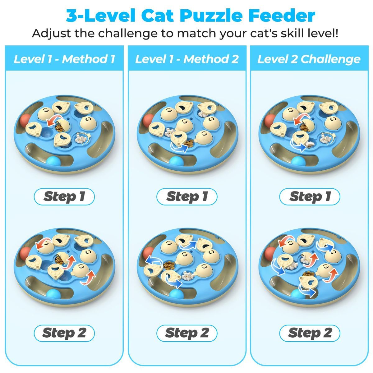 cat toy, 3-in-1 cat treat feeder, cat puzzle toy, trackball cat toy, feather teaser cat toy, slow-feeder cat toy, cat mental stimulation toy, indoor cat toy Australia, interactive cat puzzle - Image 7