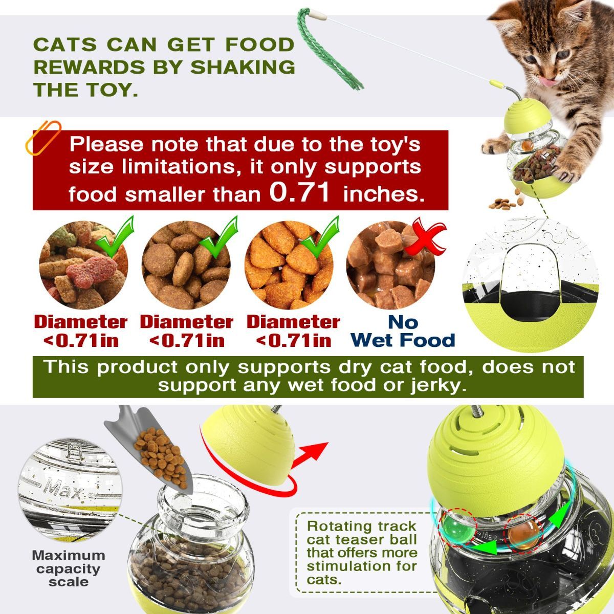 Cat Toy Treat Dispensing Ball Indoor Cat Toy Kitten Toy Mental Stimulation Cat - Image 6