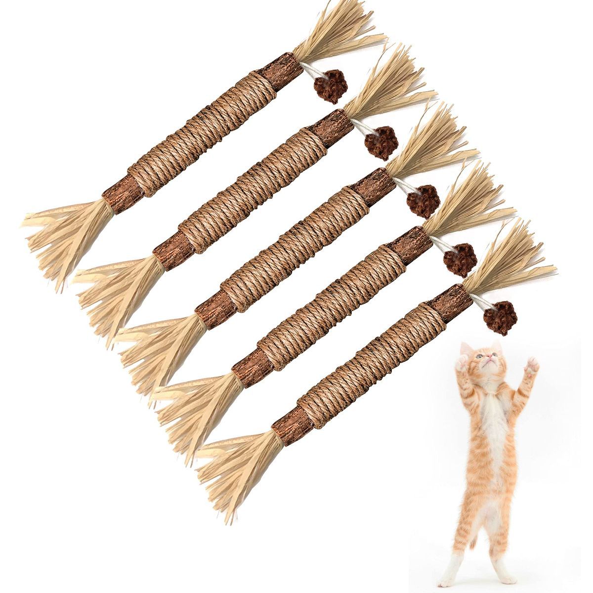 5 Cat Chew Sticks Cat Toys Cat Dental Care Natural Cat Toys Kitten Teething Toys - Image 1