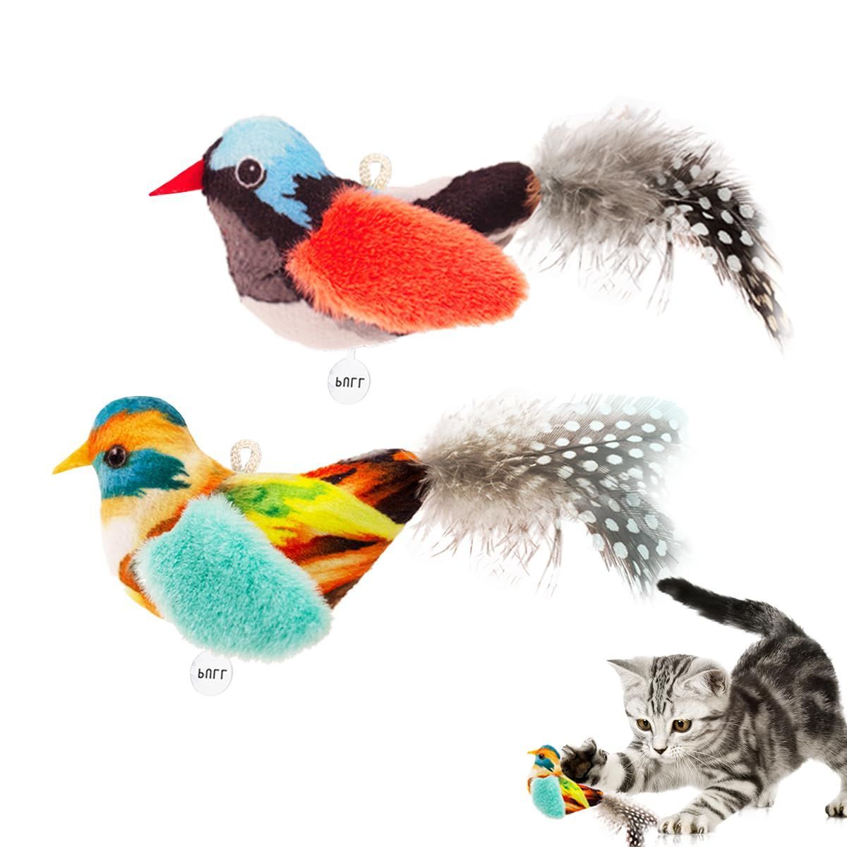 2-Pack Cat Toys Interactive Cat Toys Bird Shaped Cat Toys Cat Toys With Chirping Sound，Random color - Image 1