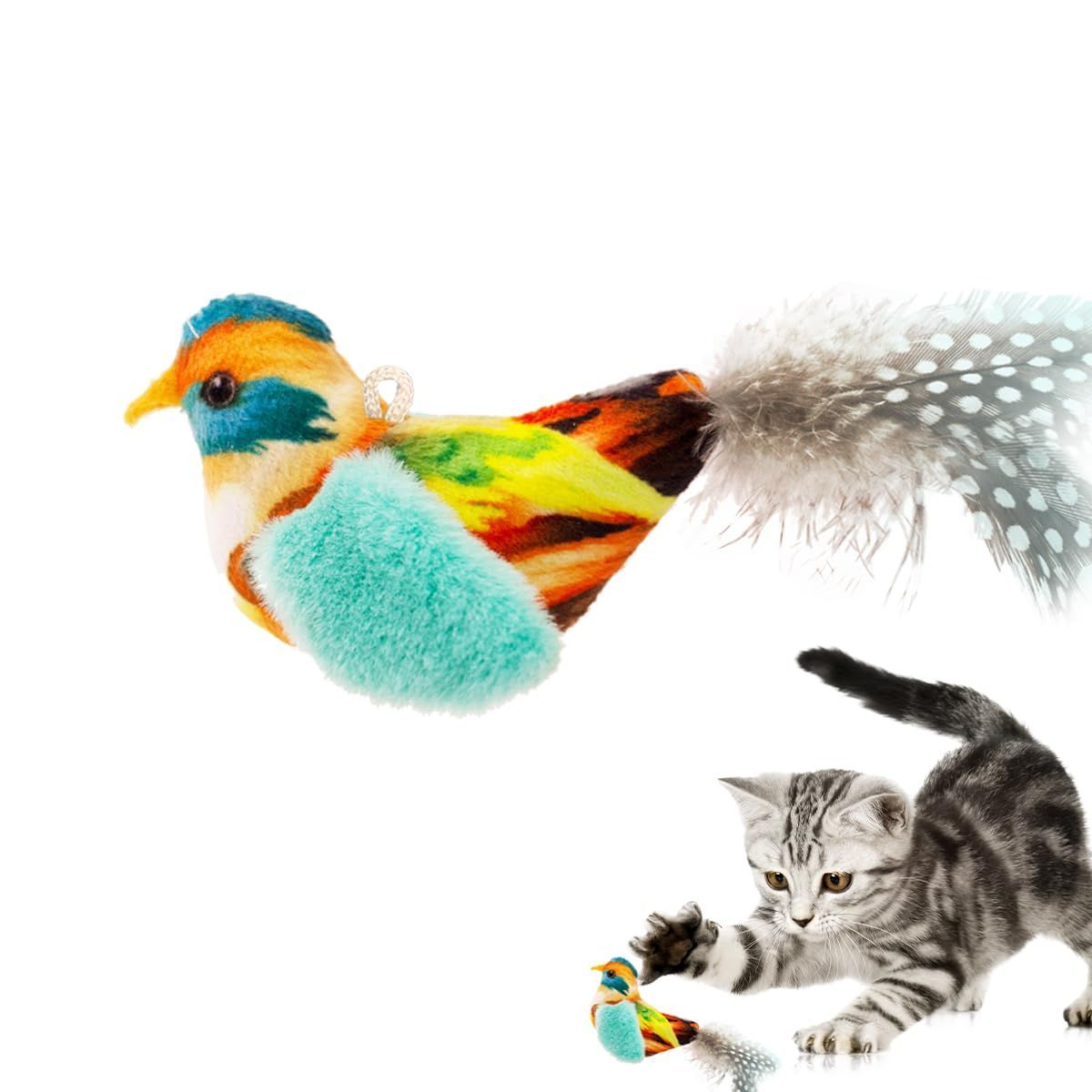 2-Pack Cat Toys Interactive Cat Toys Bird Shaped Cat Toys Cat Toys With Chirping Sound，Random color - Image 3