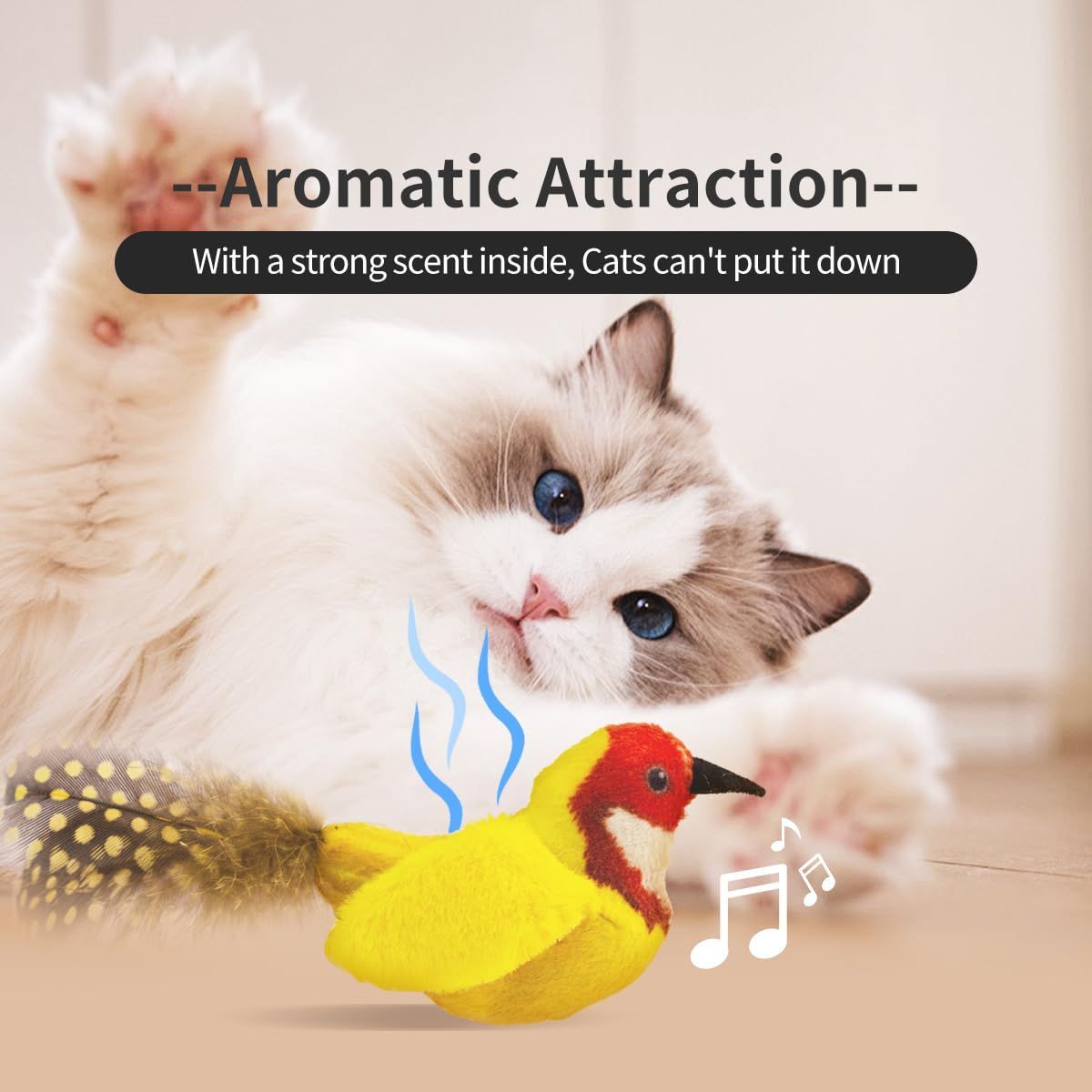2-Pack Cat Toys Interactive Cat Toys Bird Shaped Cat Toys Cat Toys With Chirping Sound，Random color - Image 4