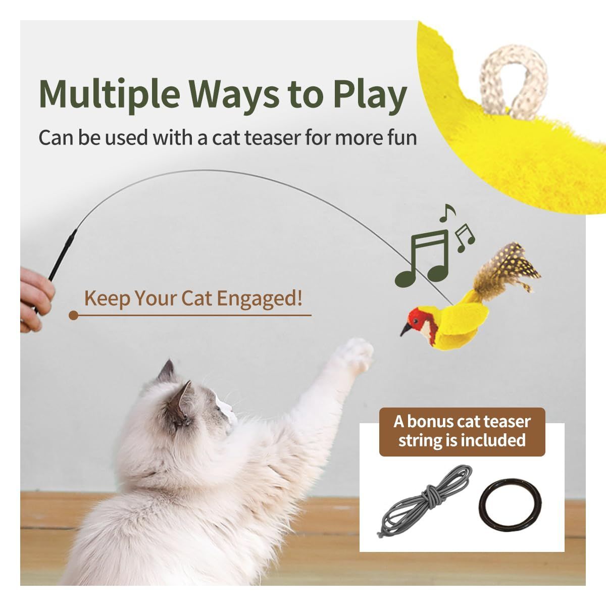 2-Pack Cat Toys Interactive Cat Toys Bird Shaped Cat Toys Cat Toys With Chirping Sound，Random color - Image 5