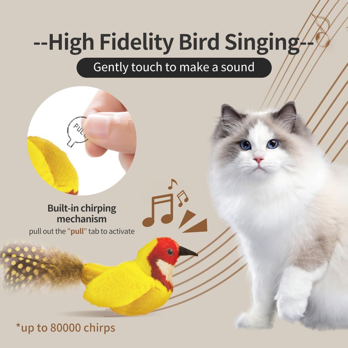 2-Pack Cat Toys Interactive Cat Toys Bird Shaped Cat Toys Cat Toys With Chirping Sound，Random color - Image 7