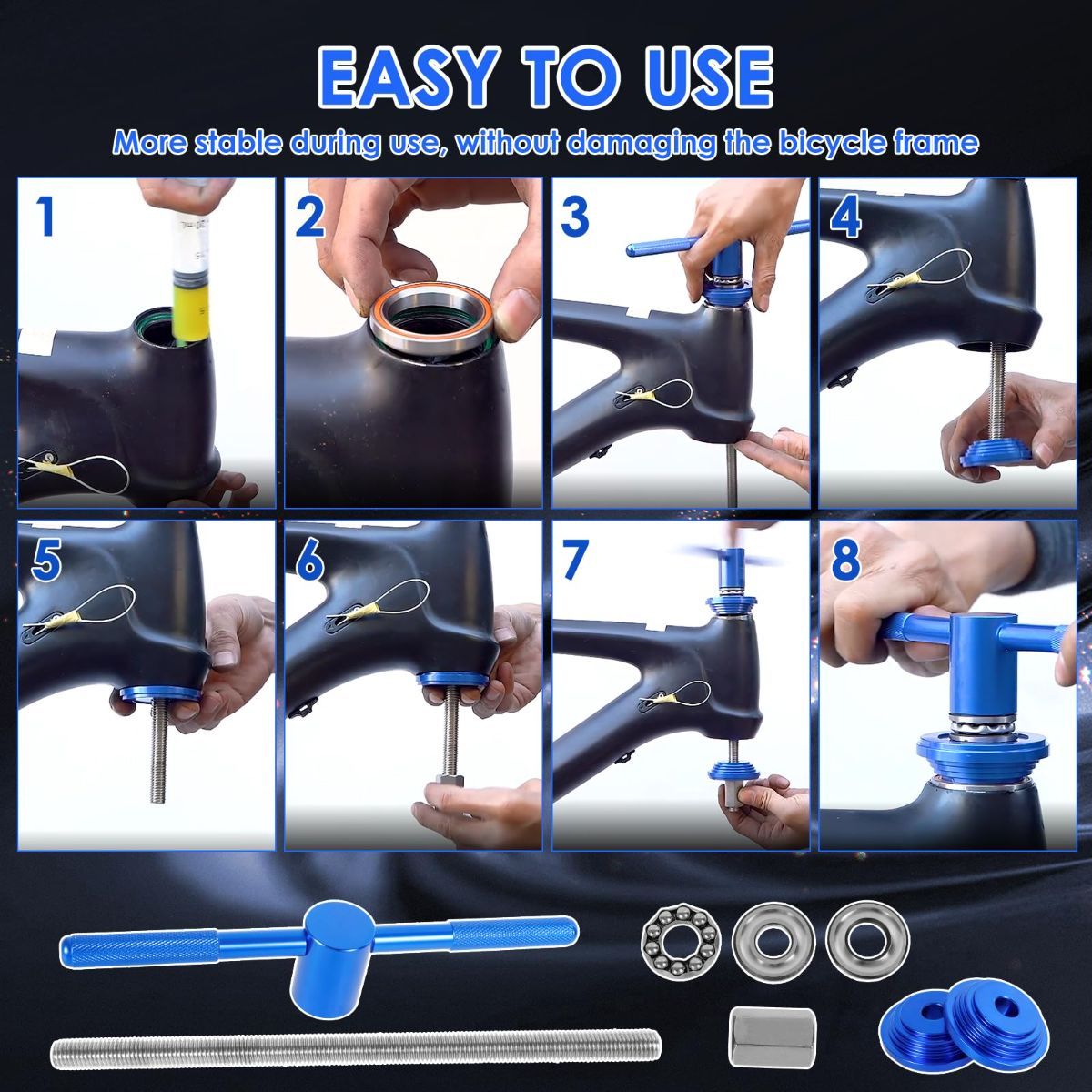 Bike Headset Press Tool - Universal Bicycle Headset Bearing Press-in Tool - Bike Headset Cup and Bottom Bracket Press Installer Accessories for Bicycle Repair - Image 3