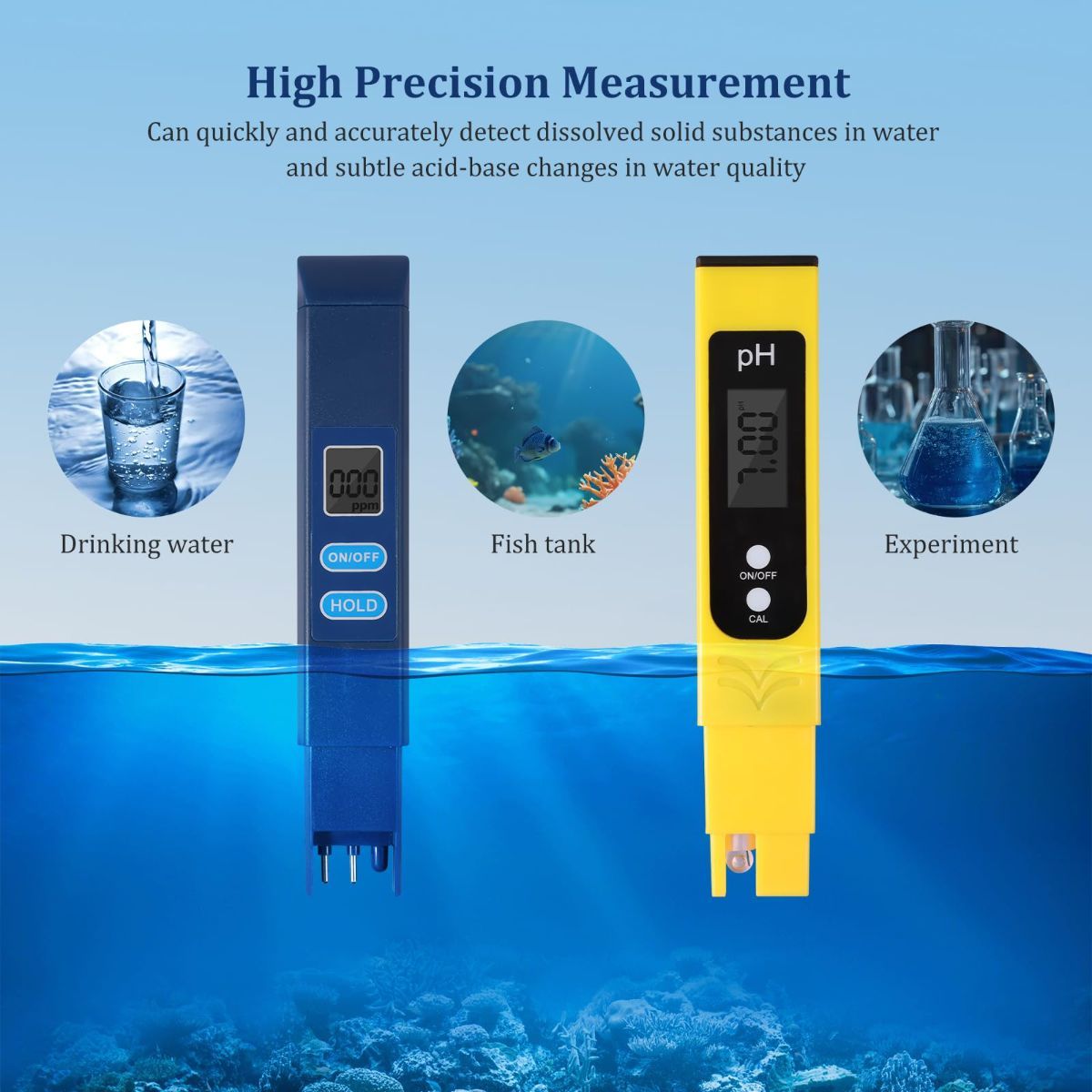 Digital PH Test Pen - 0.01 High Accuracy PH Meter, 0-14 PH Measurement Range, Digital TDS Tester with HD Backlit Display for Household Drinking, Pool and Aquarium - Image 3