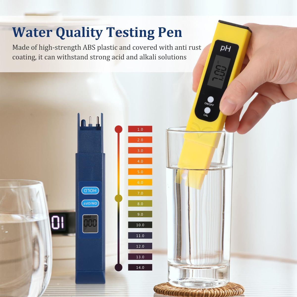 Digital PH Test Pen - 0.01 High Accuracy PH Meter, 0-14 PH Measurement Range, Digital TDS Tester with HD Backlit Display for Household Drinking, Pool and Aquarium - Image 4