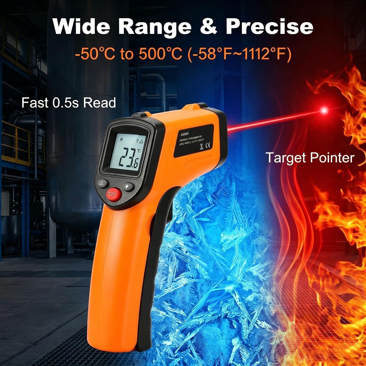 Digital Infrared Thermometer Gun -58°F to 1112°F, Non Contact Infrared Thermometer Laser Temperature Gun for Cooking, BBQ, Pizza Oven, Griddle, HVAC,Instant-Read with Backlit Display (Not for Human) - Image 5