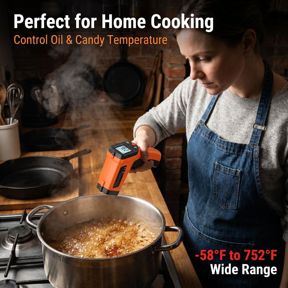 Digital Infrared Thermometer Gun -58°F to 1112°F, Non Contact Infrared Thermometer Laser Temperature Gun for Cooking, BBQ, Pizza Oven, Griddle, HVAC,Instant-Read with Backlit Display (Not for Human) - Image 7