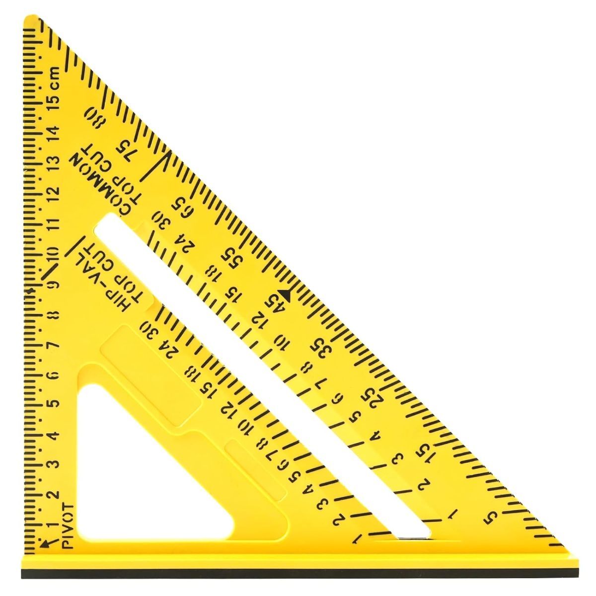 7 Inch Woodworking Triangle Ruler, Metric and Imperial Plastic Carpenter Square, Precision Right Angle Measuring Ruler, Clear Scale Square Protractor for Woodworking and Carpentry - Yellow - Image 1