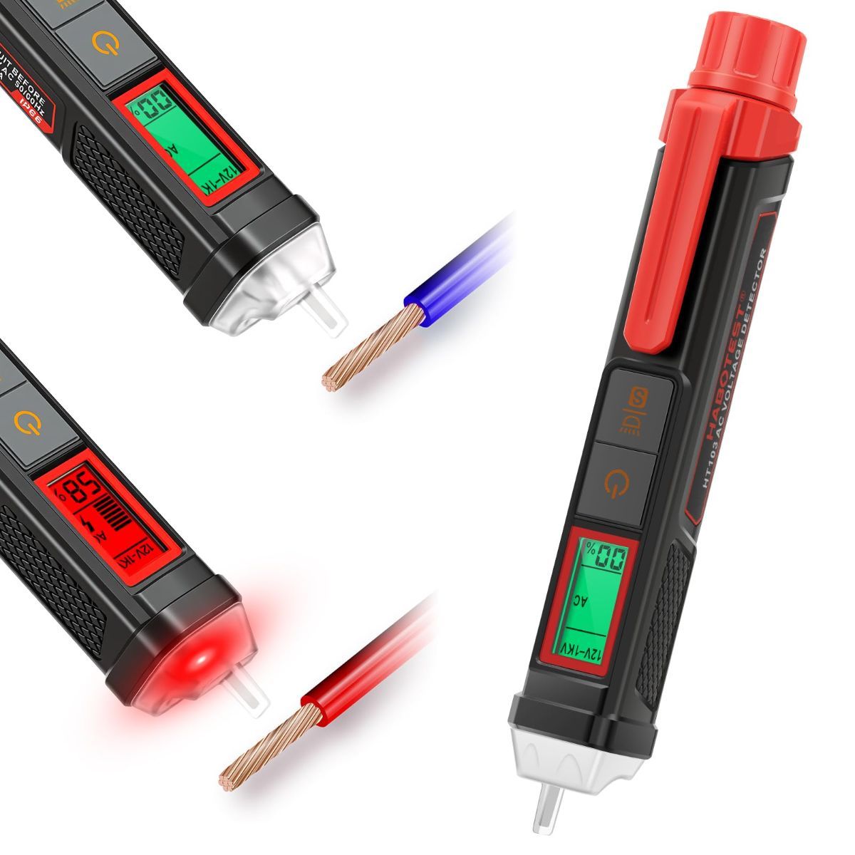 Non Contact Voltage Tester Pen, 12V-1000V Dual Range AC Circuit Tool, IP66 Waterproof Electrical Wire Detector with LCD Display, Buzzer Alarm, LED Flashlight & Breakpoint Finder - Image 2