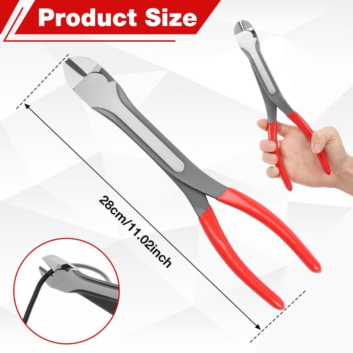 11 inch Diagonal Cutting Pliers - Chromium Vanadium Steel Heavy Duty Side Pliers, High Leverage Wire Cutter for Wires, Cables, Steel Wires and Zippers - Image 2