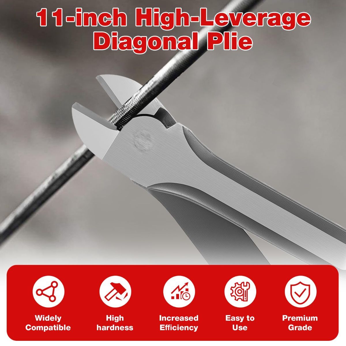 11 inch Diagonal Cutting Pliers - Chromium Vanadium Steel Heavy Duty Side Pliers, High Leverage Wire Cutter for Wires, Cables, Steel Wires and Zippers - Image 8
