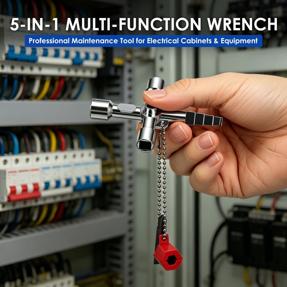 2Pcs 4-Way Universal Utility Key, Multifunctional Cross Key Wrench for Electrical Cabinet, Water Meter, Gas Valve & Elevator, Heavy Duty Pagoda Key with PH2/SL6 Bit & Hex Socket - Image 7