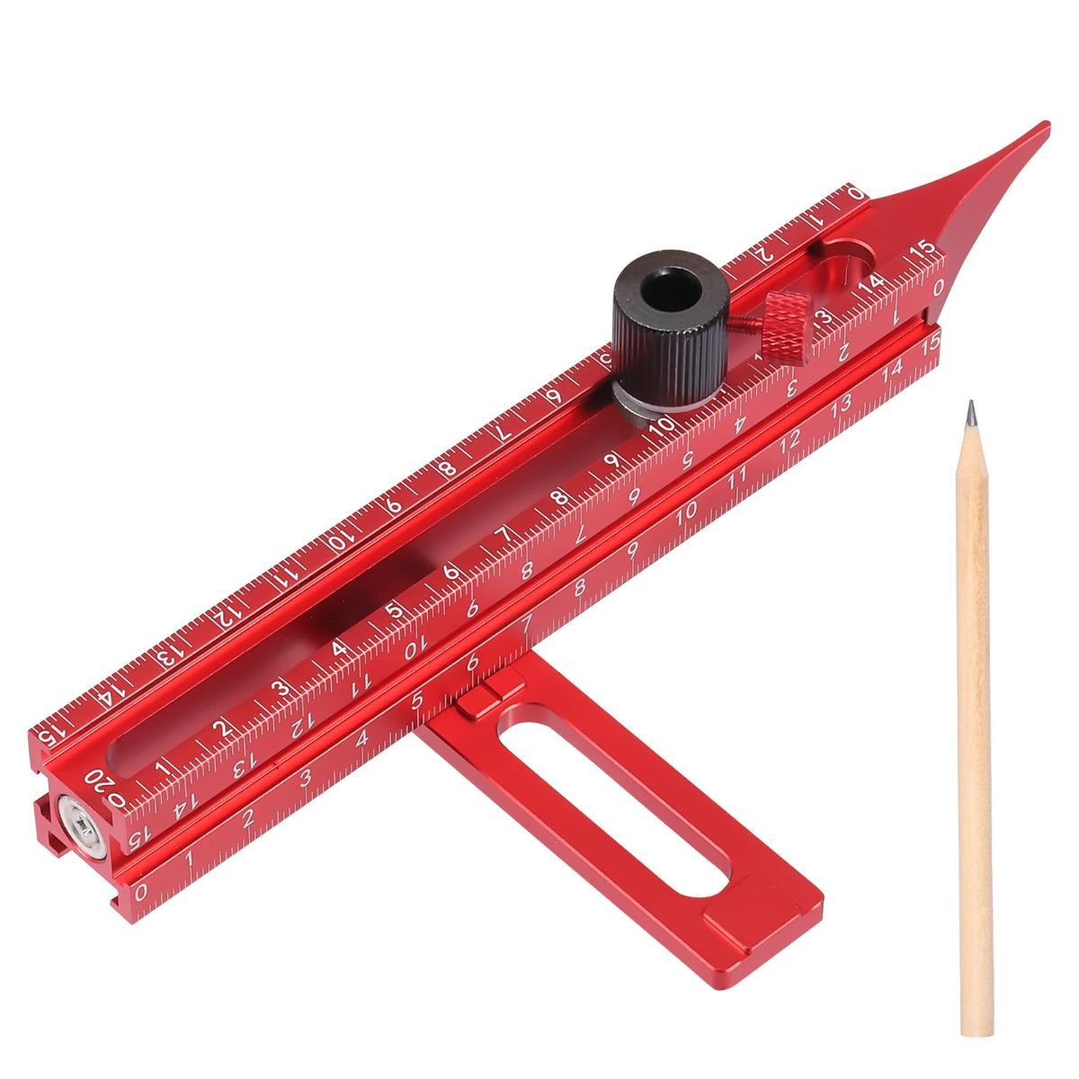 4 Sided Scribing Tool, Aluminum Alloy 4 Sided Scale Guiding Ruler, Leveling Ruler with Magnetic Base, Multi-Purpose Woodworking Marking Tool for DIY, Woodworking, Carpentry - Image 1