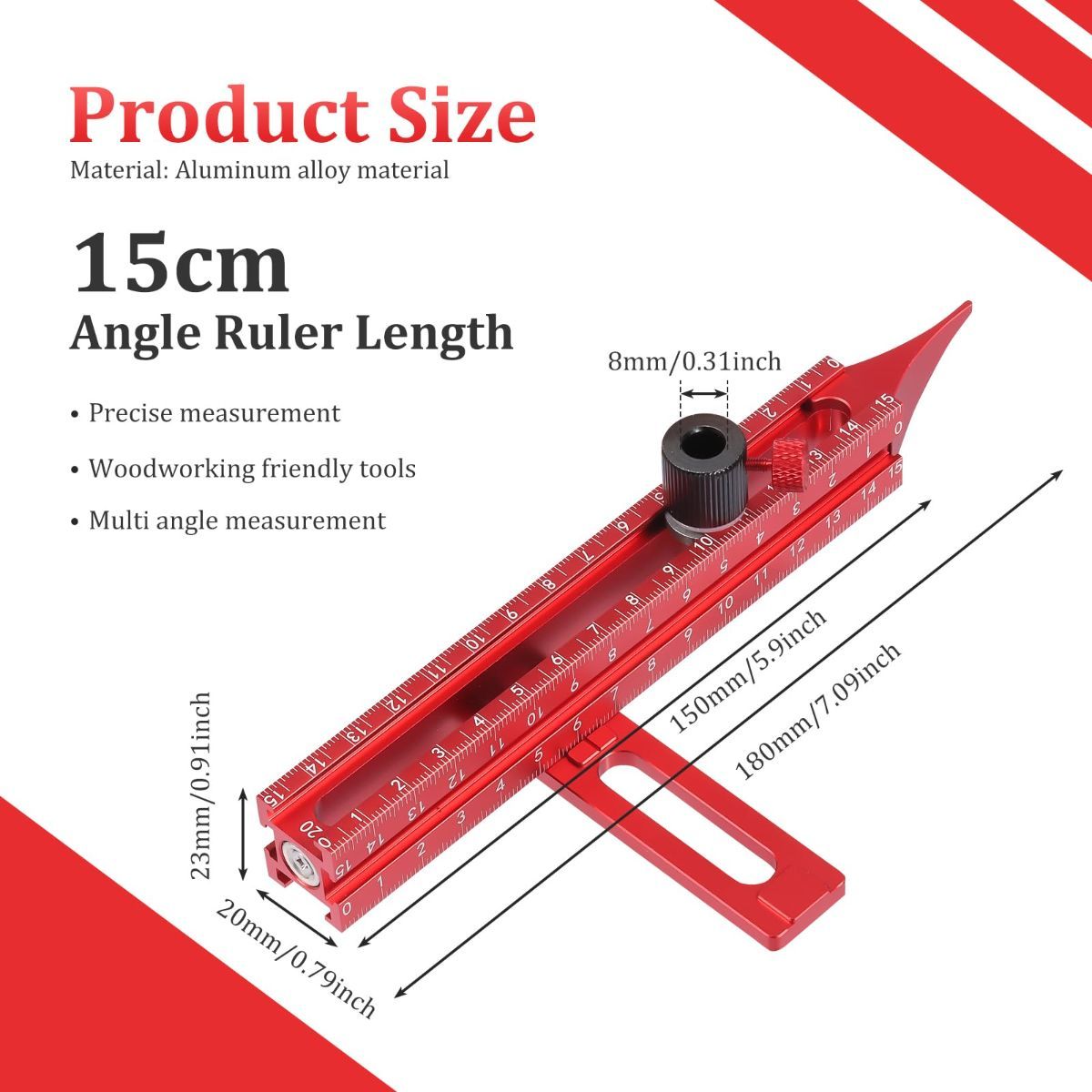 4 Sided Scribing Tool, Aluminum Alloy 4 Sided Scale Guiding Ruler, Leveling Ruler with Magnetic Base, Multi-Purpose Woodworking Marking Tool for DIY, Woodworking, Carpentry - Image 2
