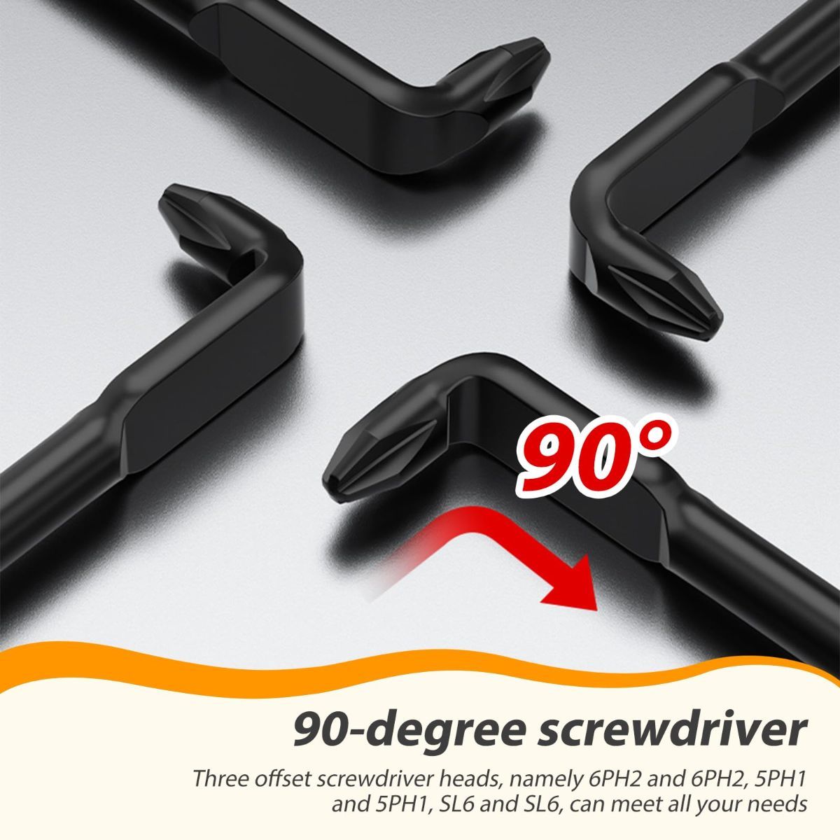 3Pcs Right Angle Offset Screwdriver Set - L Type 90 Degree Double End Screwdriver, 15mm Elbow Design, Low Profile Magnetic Offset Screwdriver for Tight Narrow Space - Image 3