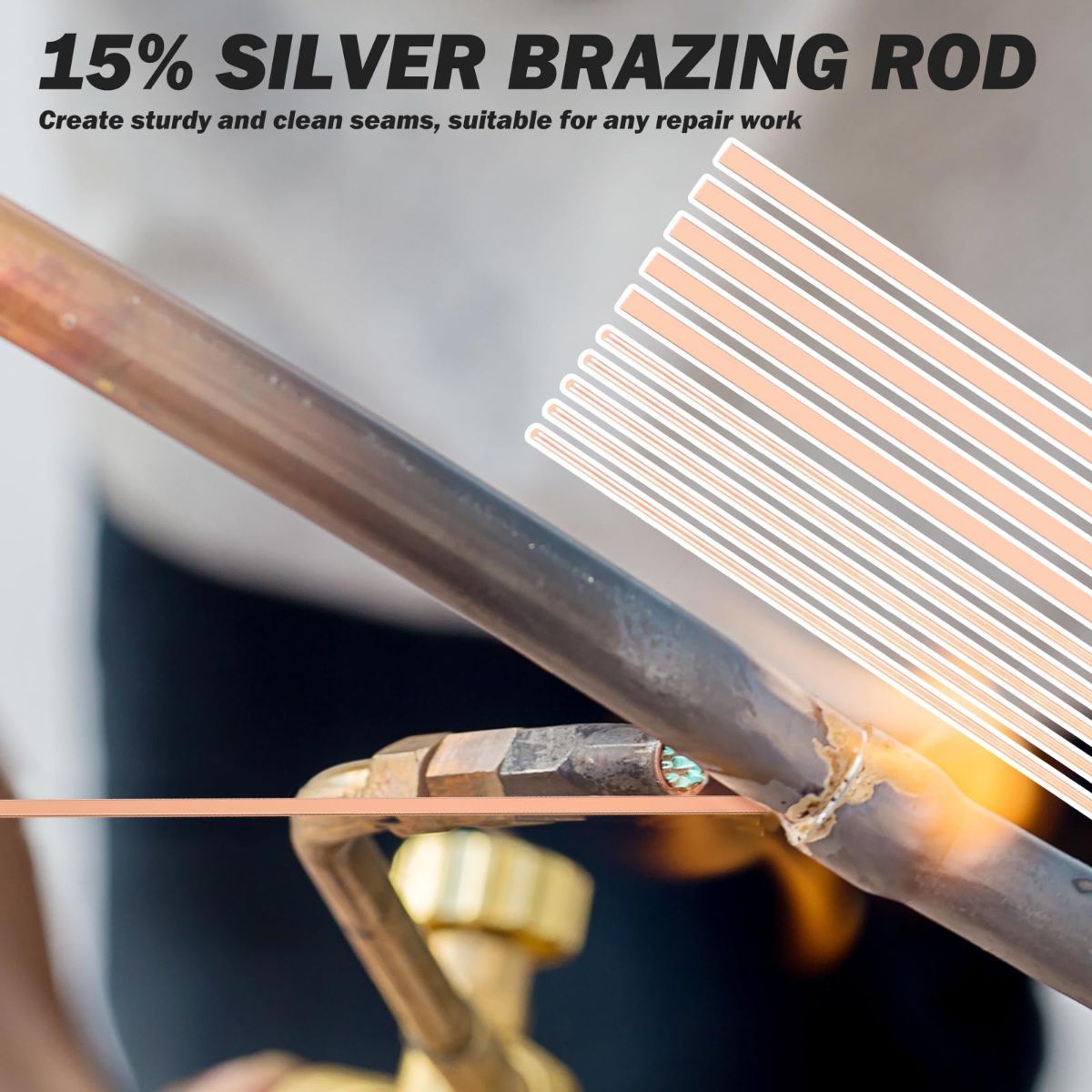 40Pcs 15% Silver Brazing Rods, Silver Solder Phos Copper Brazing Alloys Flat and Round Welding Rods for Air Conditioning Refrigerator Cold Storage HVAC Units (BCuP-2 20Pcs, BCuP-5 20Pcs) - Image 3