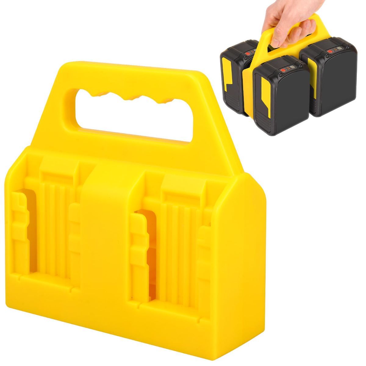 Battery Carrying Holder for 18V/14.4V, Portable Battery Case with Handle, Battery Organizer for Easy and Transport, Ideal for Tool Bags & Job Sites - Yellow - Size 4 Slots - Image 1