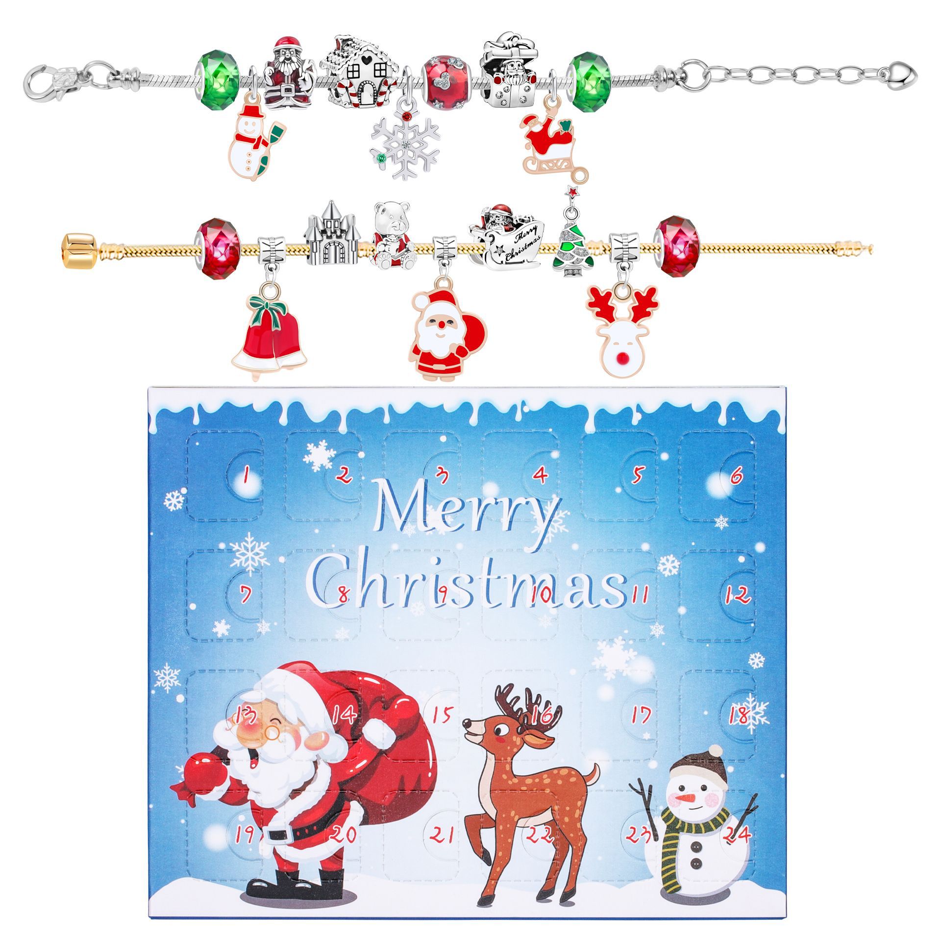 24-Day Christmas Advent Calendar DIY Bracelet Set, Festive Charm & Bead Kit for Aussie Xmas Gifting & Crafting - Image 2