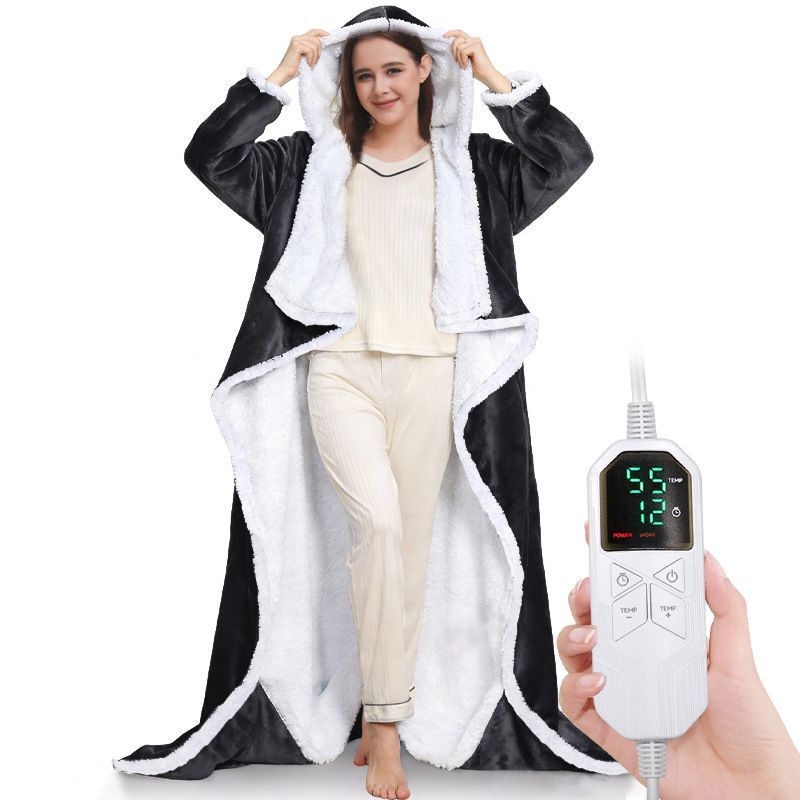 Wearable Heated Blanket Portable with Sleeves & Foot Pocket - Electric Snuggle Throw Blanket, 8 Heat Settings, 1-12H Auto Shut-Off, 50