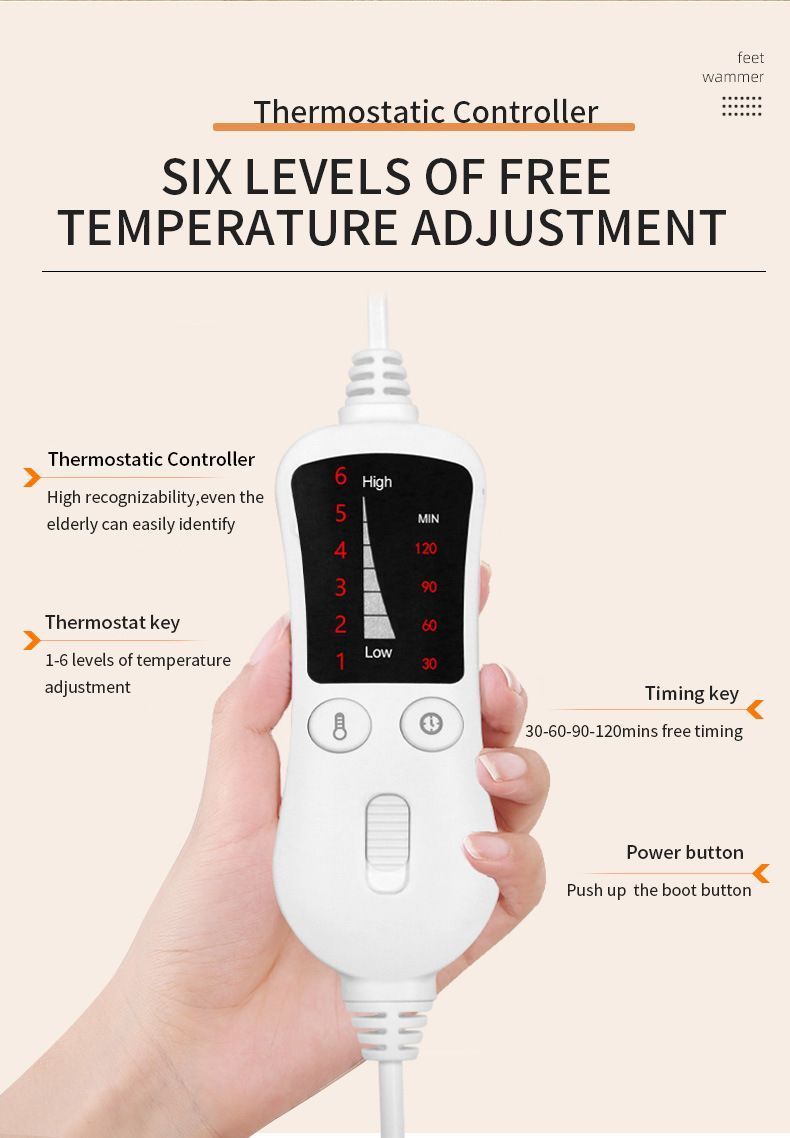 Electric Heated Foot Warmer - Heating Foot Warmer for Men & Women, Feet Warmer with 6 Temperature Setting 4 Timer Setting, Auto Shut Off Washable Inner Lining, Fast Heat Use for Winter Gifts - Image 2