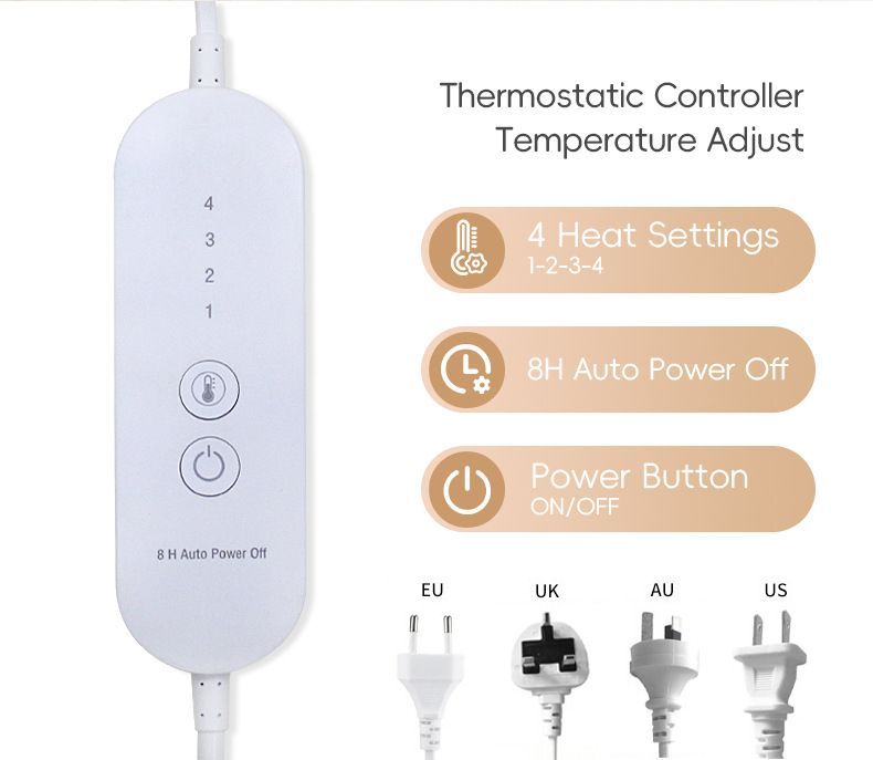 Heated Blanket Electric Throw,4 Heat Settings & 8H Auto Shut-Off Double Helix Fast Heating Electric Blanket,Skin-Friendly Cotton & Non-Slip Design Heated Throw with Overheat Protection - White - Size 59*31.4
