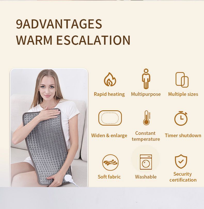Heated Pad Zero-Gravity Pad Temperature Control Timer Winter Warmth Suitable for both humans and pets - Gray - Size 30cm*60cm - Image 8