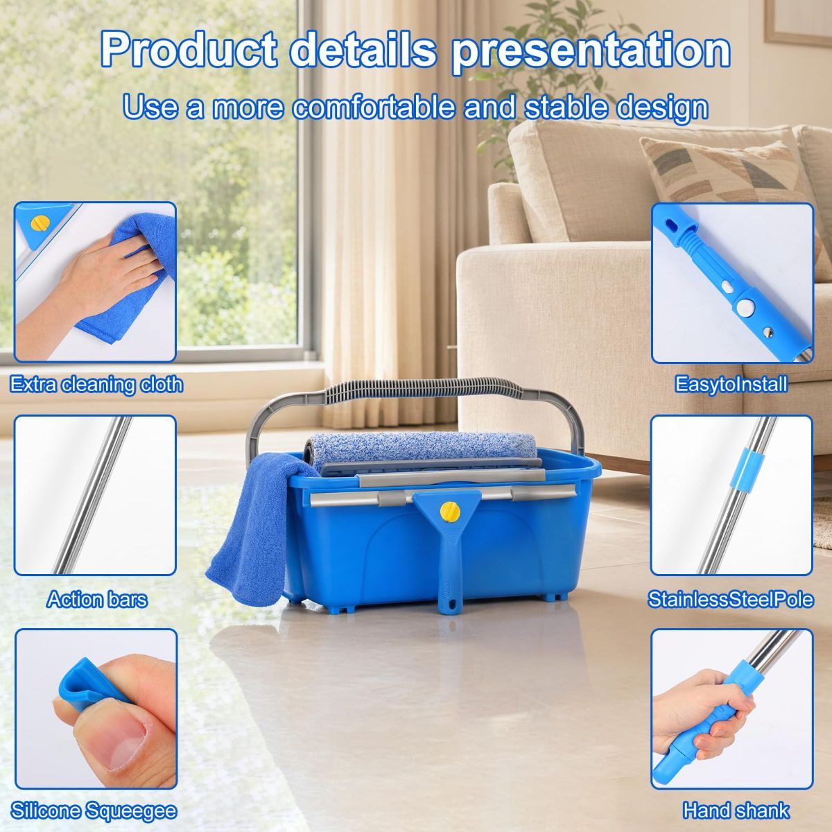 Professional Window Cleaning Kit with Bucket 3 Gallon, 76