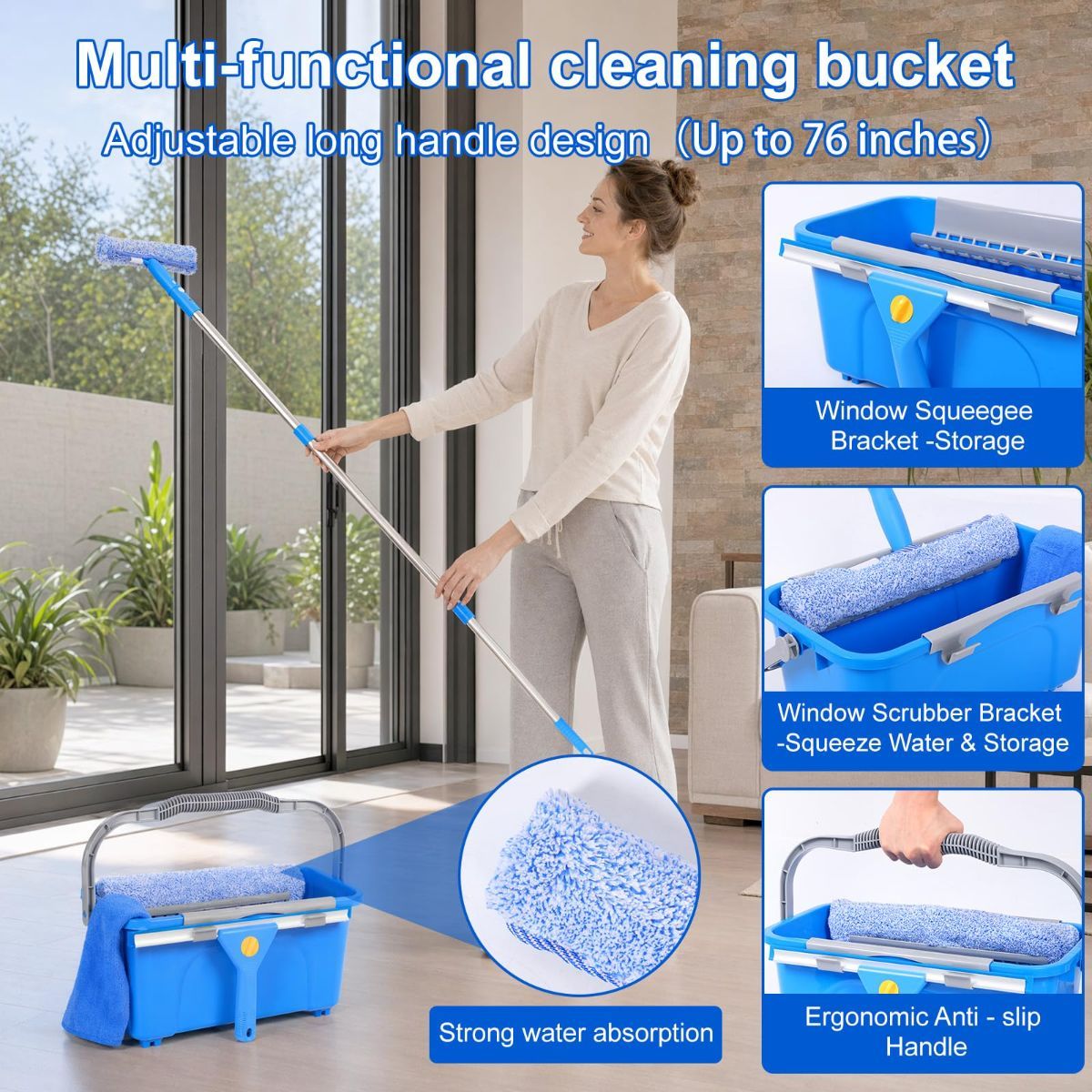Professional Window Cleaning Kit with Bucket 3 Gallon, 76